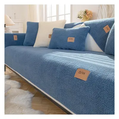 (light blue, 90*240) Winter Simple And Modern Lamb Velvet Sofa Cushion Thickened Cushion Sofa No