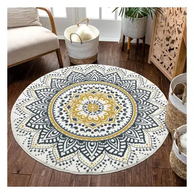 (160 cm (Round), Yellow) round carpet living room