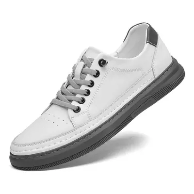 (white,black, 43) Men&apos;s Casual Leather Shoes Flat Shoes