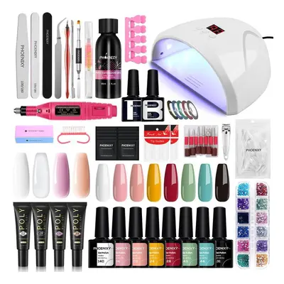 (S-01) Phoenixy Manicure Set With 36w Uv Led Nail Lamp Acrylic Gel Poly Nail Gel Kit Nail Extens