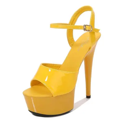 (yellow, 40) Platform Catwalk Artifact Model High Heels Thin Sexy Waterproof Platform Female