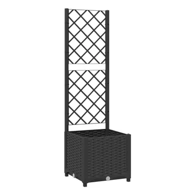 vidaXL Garden Planter with Trellis Black PP Raised Bed Flower Box Plant Pot