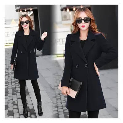 (black, XXXXXL) Women Fashion Casual Plus Size Autumn Winter Jacket Warm Elegant Slim Fit Wool C