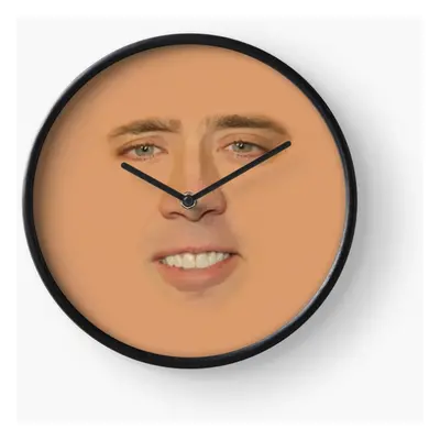 (Nicolas Cage Full Face=204) Wall Clock Inch Funny Mantel & Tabletop Art Decor for Home Bedroom 