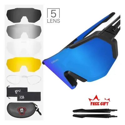 (black,blue) Queshark Polarized Cycling Sunglasses Bicycle Goggles Men Women Mountain Bike Glass