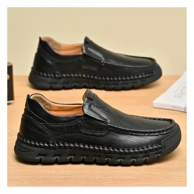 (black, 42) Large Size Men&apos;s Hand-stitched Leather Shoes Outdoor Business Casual Cowhide Sh