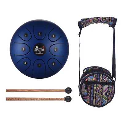 (blue) 5.5 Inch Mini 8-tone Steel Tongue Drum C Key Percussion Instrument Hand Pan Drum With Dru