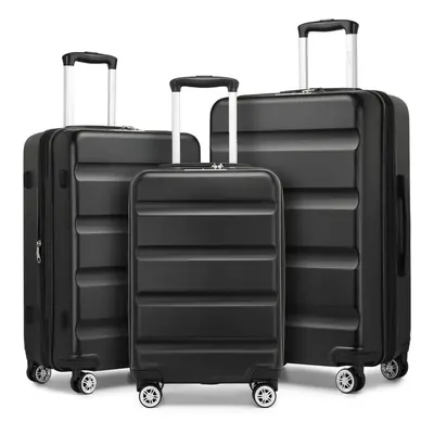 (19/24/28 inch ) Black Expandable ABS Hard Shell Suitcase TSA Lock Double Wheels