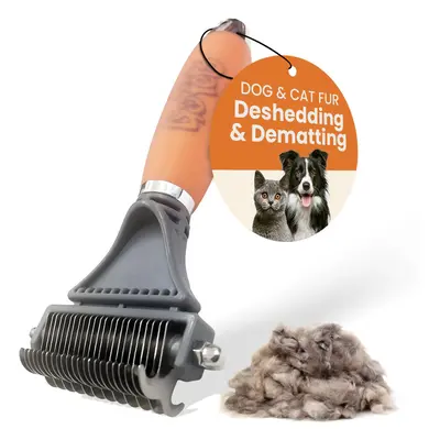 GoPets 2-Sided Deshedding & Dematting Comb for Cats, Dog Grooming Brus