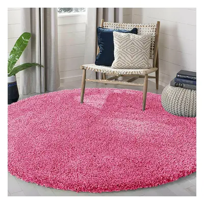 (Pink Shaggy Rugs) Circle Round Shaggy Rugs Large Living Room Fluffy Mats