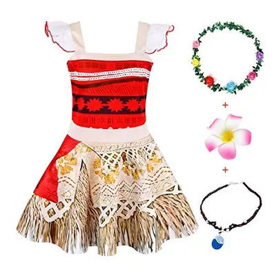 Moana Costume Princess Moanas Dress up for Girls Kids Fancy Party Adventure Outfit Child Holiday