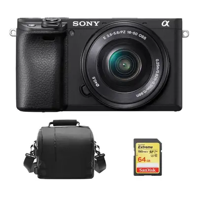 SONY A6400 Black KIT SEL 16-50MM F3.5-5.6 OSS Black + 64GB SD card+Bag