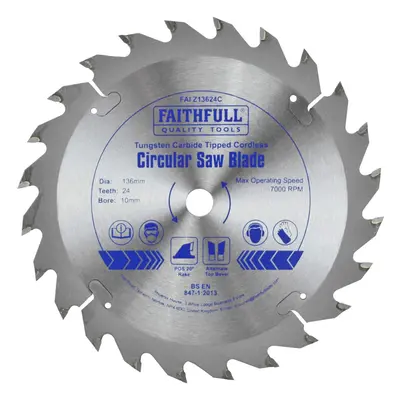 Faithfull Z13624C Trim Saw Blade TCT x x Tooth