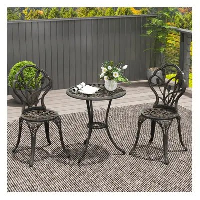 Outsunny Piece Bistro Set, Aluminium Garden Furniture with Umbrella Hole