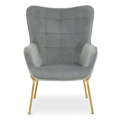 Stockholm Grey Velvet Chair, High Back Bedroom Accent Chair, Easy to Maintain Velvet Swivel Chai