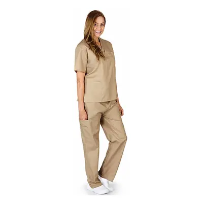 NATURAL WORKWEAR Uniform Unisex Medical Nurse Scrub Set Taupe 38755-L