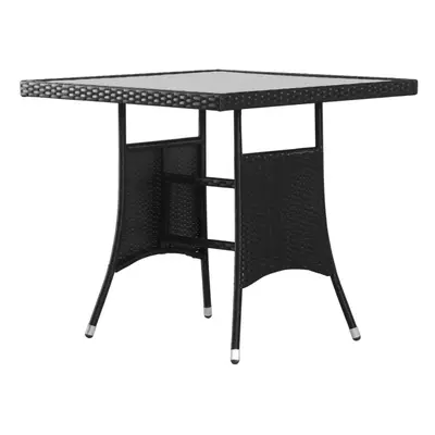 vidaXL Garden Table Black 80x80x74cm Poly Rattan Outdoor Dinner Furniture