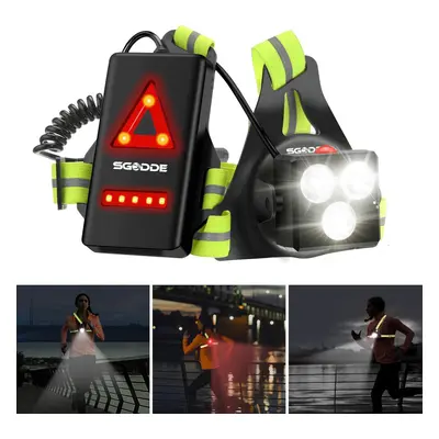 Outdoor Night Running Light 500lm Modes IPX4 Waterproof USB Charging Chest Lamp for Jogging Hiki