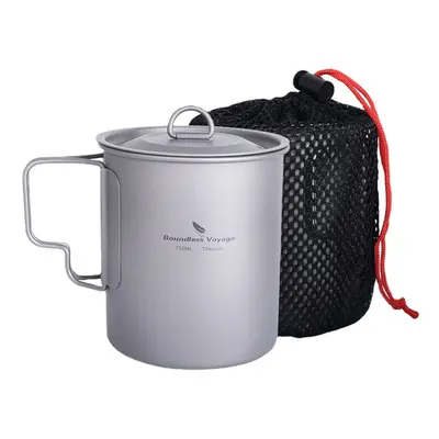 (Ti3040D 900ml) Titanium Mug Camping Pot Water Cup Lightweight Cookware Picnic Drinkware Tablewa