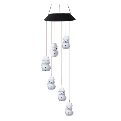 (Snowman) LED Colour Changing Hanging Wind Chimes Solar Powered Ball Lights Garden Outdoor