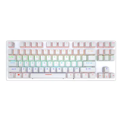 (White, Blue Switch) Mechanical Keyboard Keys Suspended Translucent Keycaps Blue/Red Switch Colo