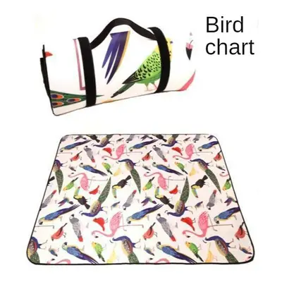 (Bird chart, 150x100cm) Folding Camping Mat Outdoor Beach Picnic Nation Style Printed Thicken Sl