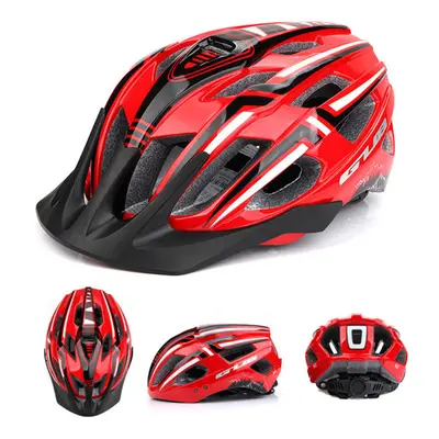 (Red) Bike Helmet Ultralight USB Rechargeable Bike Headlamp Safety Breathable Bicycle Cycling He