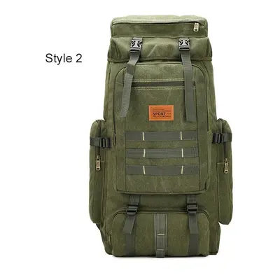 (Style Army Green) 60L Large Military Bag Canvas Backpack Tactical Bags Camping Hiking Rucksack 