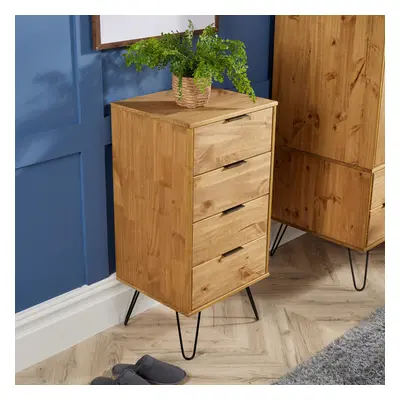 Industrial Wood Chest of Drawers Narrow Cabinet Organiser Bedroom Storage Unit