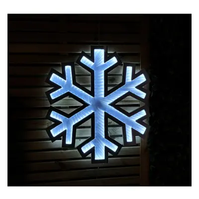 60cm Infinity Light up Hanging Snowflake Christmas Decoration with White LEDs