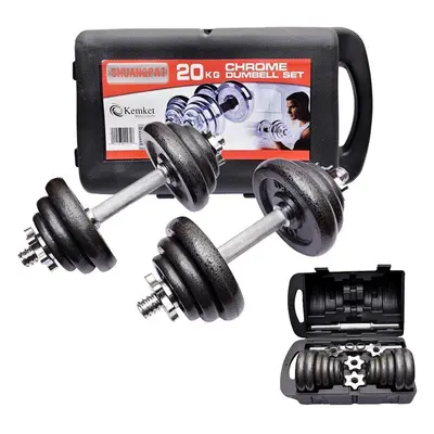 Cast Iron Dumbbell Set Adjustable Fitness Training Home Gym 20kg