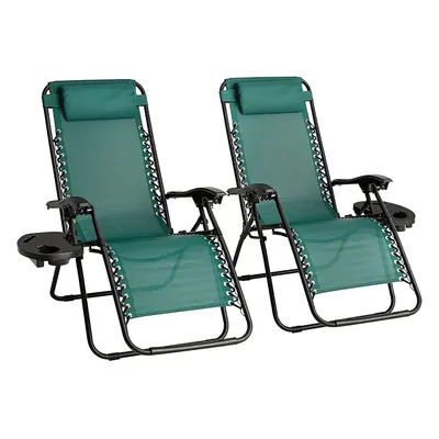 Recliner Garden Chairs Sun Loungers For Garden Foldable Set Of Green