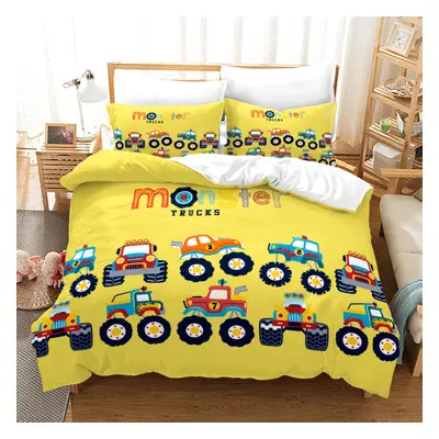 (Style 22, Single (135X200CM/2PCS)) Monster Trucks Bedding Single Double Duvet Cover