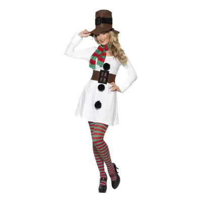 (S, White/Black) Smiffys Womens/Ladies Miss Snowman Costume Set