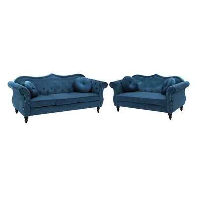 Velvet Sofa Set Navy Blue SKIEN