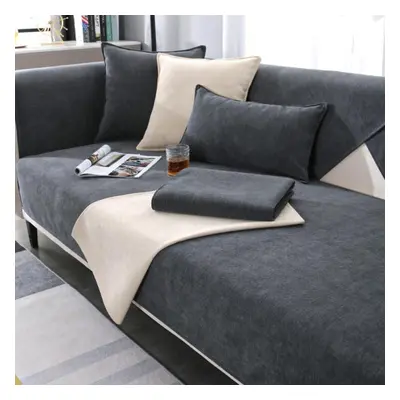 (dark grey, 90*240) Chenille Sofa Cushion Four Seasons Universal Simple Modern Gray Cover Cloth 