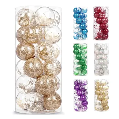 AMS 2.76""/24ct Shatterproof Clear Plastic Christmas Ball Ornaments De