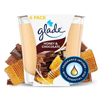 Glade Jar Candle Small, Scented Candles, Pack of 6, Honey & Chocolate, Hour Burn Time, g