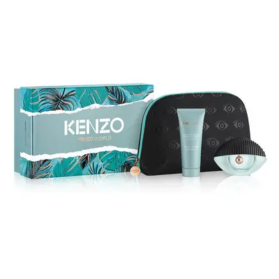 Kenzo World Pcs Set For Women: 2.5 Eau De Toilette Spray + 2.5 Body Milk + Pouch