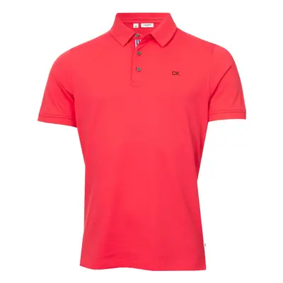 (XXXL, Raspberry Sport) Calvin Klein Mens Campus Button Ribbed Collar Golf Polo Shirt