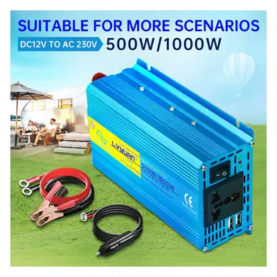 (blue, 12V 220V Universal) Watts (peak) 12v To 230v Watt Rated Power Pure Gen Inverter 5v 2.4a U