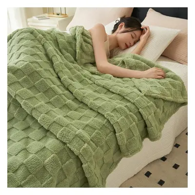 (green, 180*200cm) Single Piece Coral Pile Blanket Comforter Nap Sofa Blanket Cover Blanket