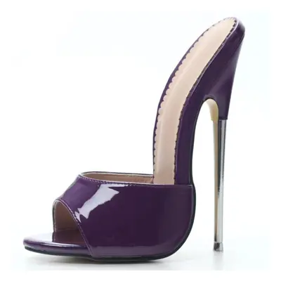 (purple, 44) New Summer 18cm Super High Heel Slippers Sexy Peep Toe Metal Heels Women Sandals Sh