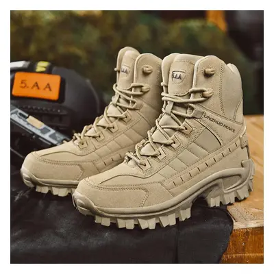 (sand, 39) Outdoor Military Boots For Men New High Top Sneakers Male New Outdoor Men Boots Shoes