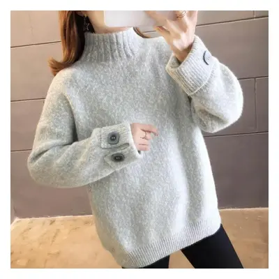 (light blue, XXXL) Autumn And Winter Women&apos;s Short Chenille Fashion Bottoming Top Plus Velv