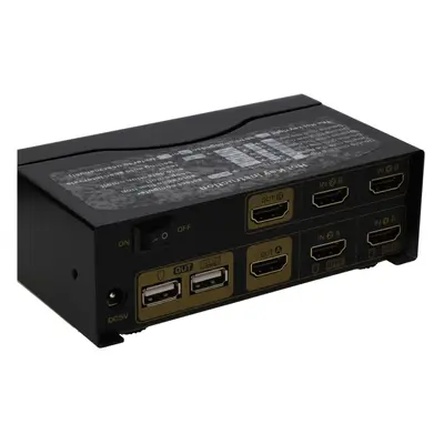 kenable Port DUAL SCREEN HDMI 2.0 KVM Switcher Box 4K 60Hz with Cables Remote Control