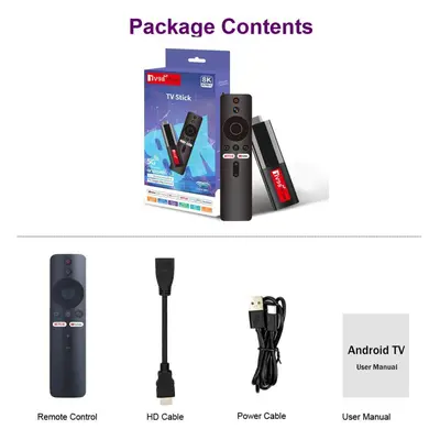 Android 14.0 TV Stick 8K WiFi 2.4/5G Bluetooth 5.0 Smart TV Stick Network Media Player TV Dongle