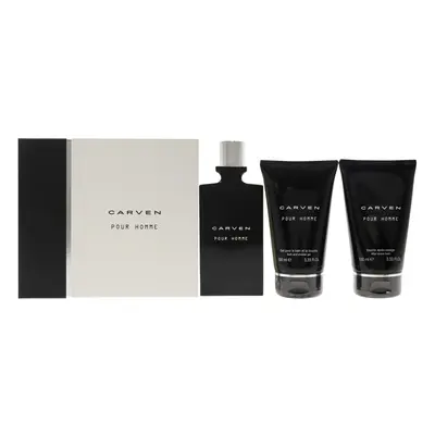 Carven Pour Homme For Men Pc Gift Set 3.33oz EDT Spray, 3.33oz After-Shave Balm, 3.33oz Bath and