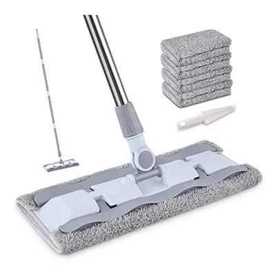 Flat Floor Mop, HOMTOYOU Microfibre Dust Mop for Laminate, Tile ,Hardwood Floor with Mop Pads an