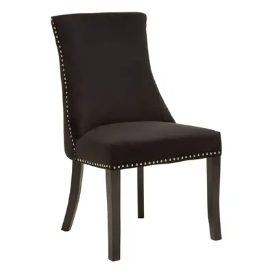 Black Velvet Dining Chair, Curved High Back Office Chair, Aesthetic Velvet Accent chair for Livi